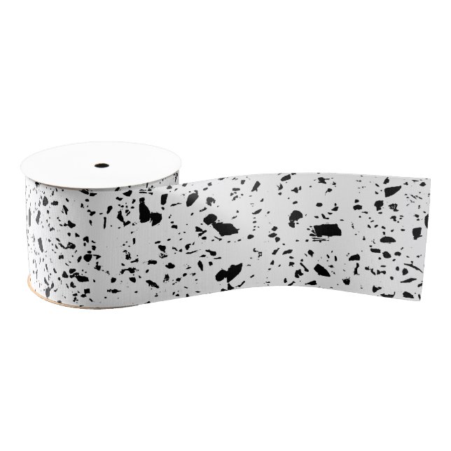 Classy Schwarz-weiß Marble Terrazzo Ripsband (Spule)