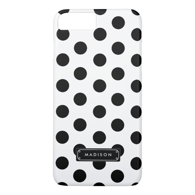 Classy Schwarz-weiße Big Polka Dots Personalisiert Case-Mate iPhone Hülle (Rückseite)