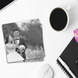 Classy Script Black/White Wedding Danke Foto Sav Save The Date