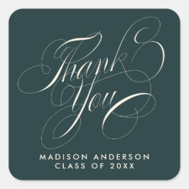 Classy Script Grad Party Vielen Dank Umschlag Aufk Quadratischer Aufkleber