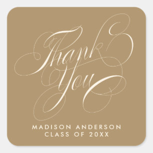 Classy Script Grad Party Vielen Dank Umschlag Aufk Quadratischer Aufkleber