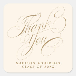 Classy Script Grad Party Vielen Dank Umschlag Aufk Quadratischer Aufkleber