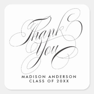 Classy Script Grad Party Vielen Dank Umschlag Aufk Quadratischer Aufkleber