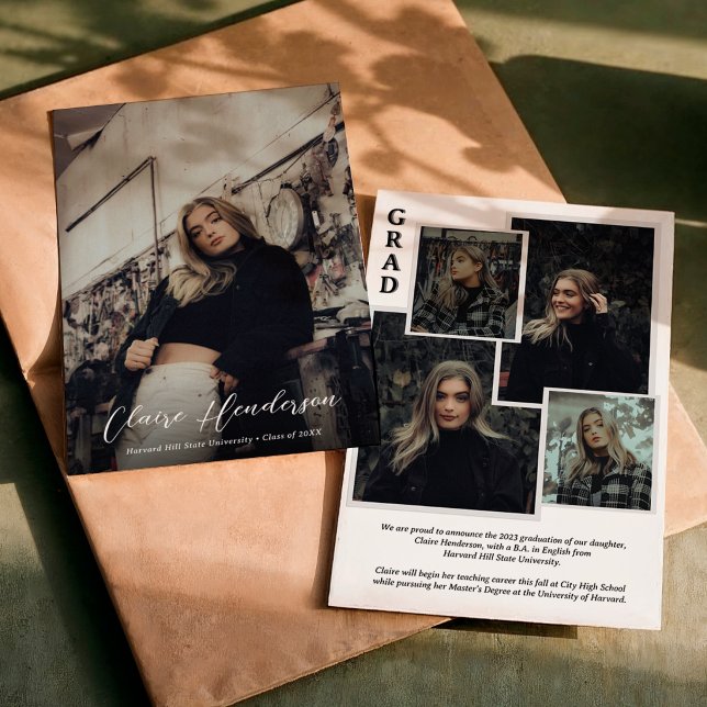 Classy Script Overlay Foto Collage Abschluss Ankündigung (Von Creator hochgeladen)