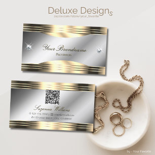 Classy Silver and Gold Shiny Diamonds mit QR Code Visitenkarte