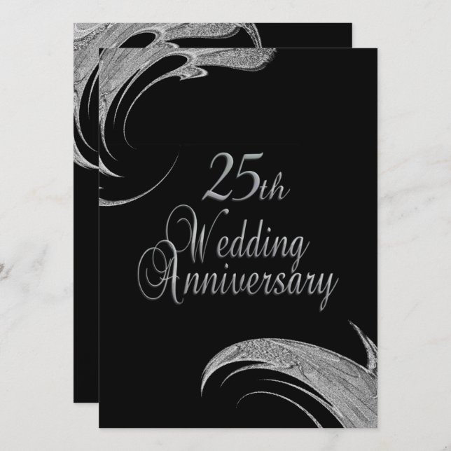 Classy Silver Anniversary Einladung (Vorne/Hinten)