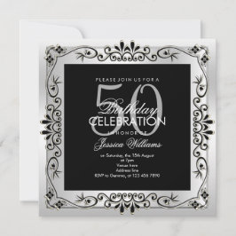 Classy Silver Decorative Gerahmt 50. Geburtstag Einladung