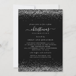 Classy Silver Glitzer Black Christmas Party Einladung