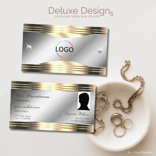 Classy Silver Gold Shiny Diamonds Logo und Foto Visitenkarte