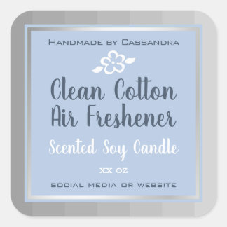 Classy Silver Gray Blue Packaging Labels Quadratischer Aufkleber