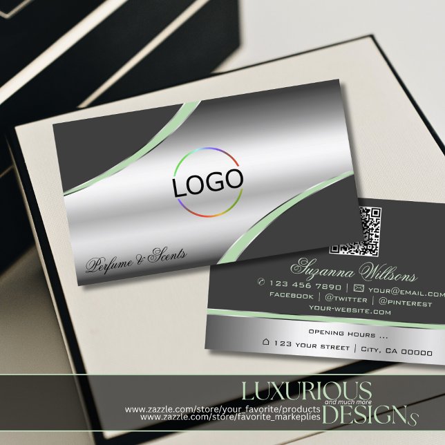 Classy Silver Gray geschliffene Deko-Linien Logo Q Visitenkarte (Von Creator hochgeladen)