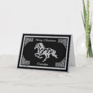 CLASSY SILVER HORSE SILHOUETTE FEIERTAGSKARTE
