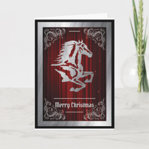 Classy Silver Horse Silhouette Feiertagskarte