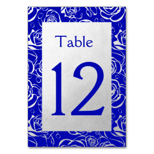Classy Silver Rose auf Royal Blue Tischnummer