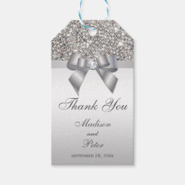 Classy Silver Sequins Bow Vielen Dank Geschenkanhänger