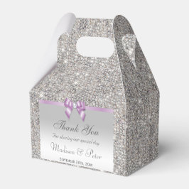 Classy Silver Sequins Lilac Bow Diamond Geschenkschachtel