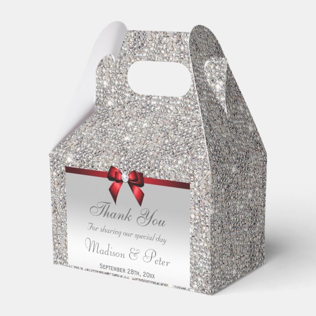 Classy Silver Sequins Red Diamond Bow Geschenkschachtel (Vorderseite)