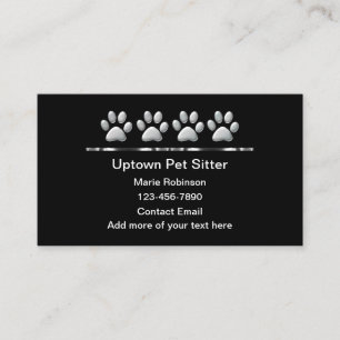 Classy Silver Tone Pet Pads Sitter Visitenkarte