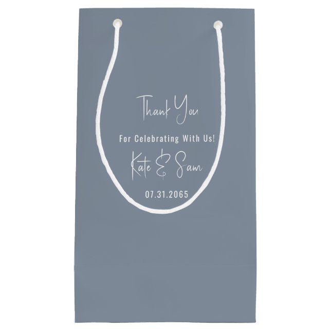 Classy Simple Dusty Blue Wedding Kleine Geschenktüte (Vorderseite)