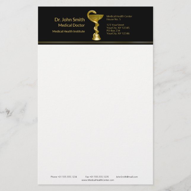Classy Snake Medical Bowl Hygieia Gold Caduceus Briefpapier (Vorderseite)