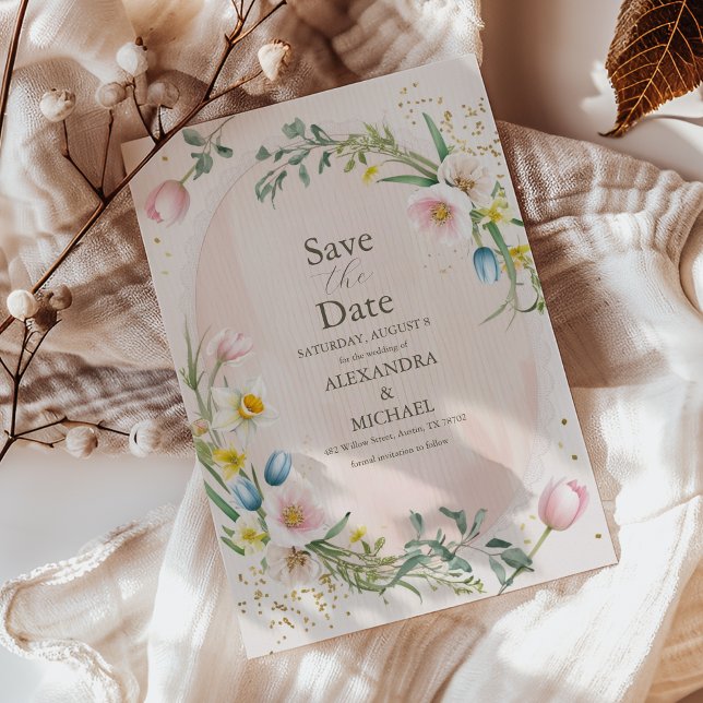Classy Spring Wildblume Meadow Garden Wedding Save The Date (Von Creator hochgeladen)