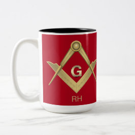 Classy Square & Compass Mit Monogramm Zwei-Tone-Co Zweifarbige Tasse