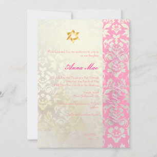 Classy + stilvolle Damask Bat Mitzvah/posh pink Einladung