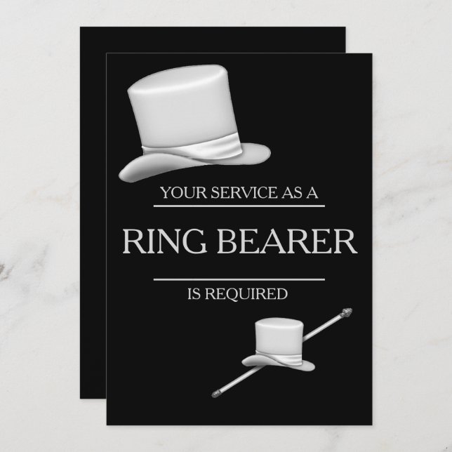 Classy Stylisches Silver Top Hat Ring Bester Einladung (Vorne/Hinten)