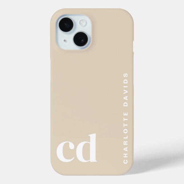 Classy Stylish Beige Monogram Case-Mate iPhone Hülle (Rückseite)