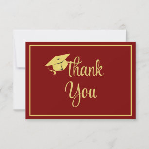 Classy Stylish Gold auf Maroon Blue Abschluss Dankeskarte