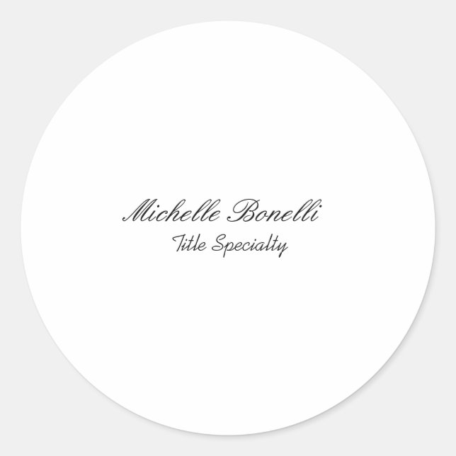 Classy Stylish Script Ihren Namen hinzufügen Runder Aufkleber (Vorderseite)