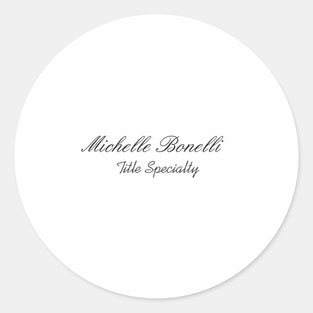 Classy Stylish Script Ihren Namen hinzufügen Runder Aufkleber (Vorderseite)