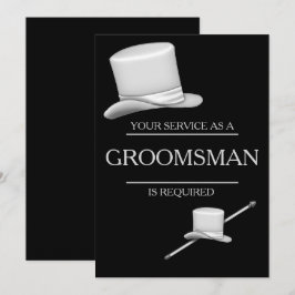 Classy Stylish Silver Top Hat Trauzeuge Einladung