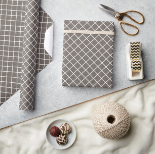 Classy Taupe Grau Brown White Karo Muster Geschenkpapier