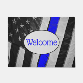 Classy Thin Blue Line American Flag Willkommen Fußmatte