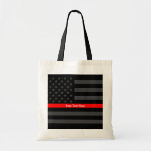 Classy Thin Red Line Personalisiert Black US Flag Tragetasche