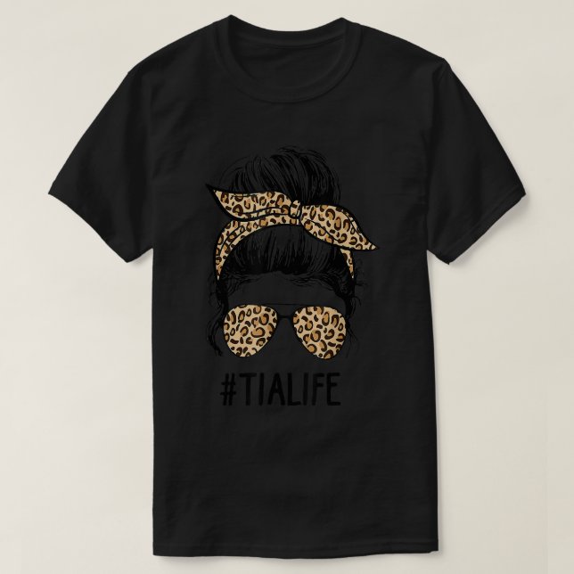 Classy Tia Life Messy Hair Bun Leopard Frauen Moth T-Shirt (Design vorne)