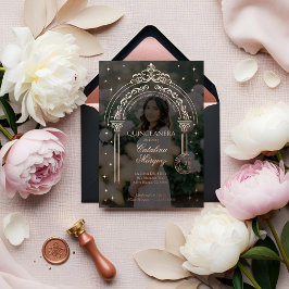 Classy Tiara Celestial Moon Star Foto Quinceañera Folieneinladung