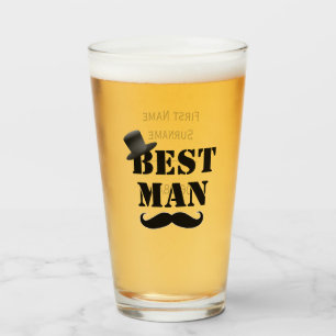 Classy Trauzeuge Mustache Top Hat Custom Glas