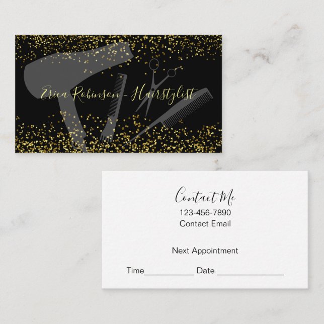 Classy Trendy Hairstylist Glitzy Appointment Cards Visitenkarte (Vorne/Hinten)