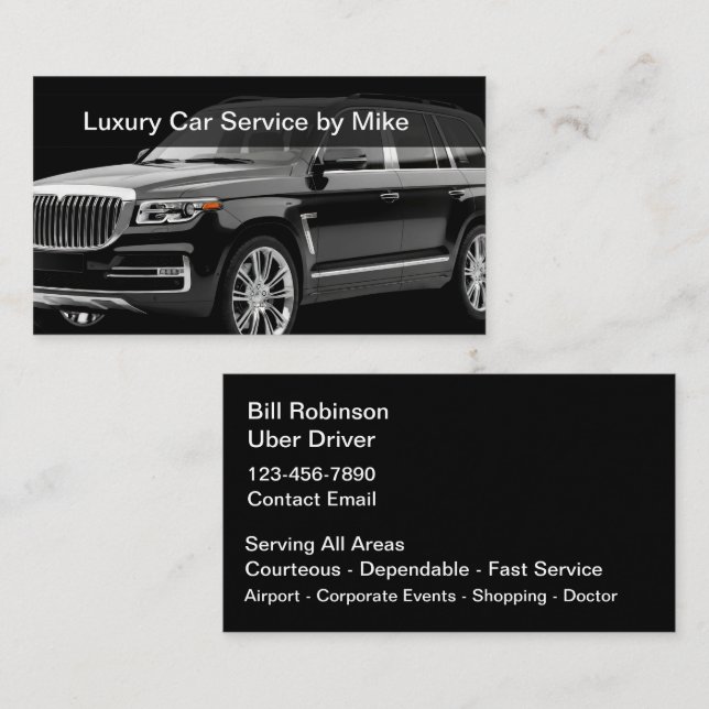 Classy Uber Driver Transportation Business Cards Visitenkarte (Vorne/Hinten)