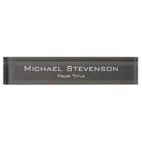 Classy Unique Gray Trendy Elegant Desk Namplate