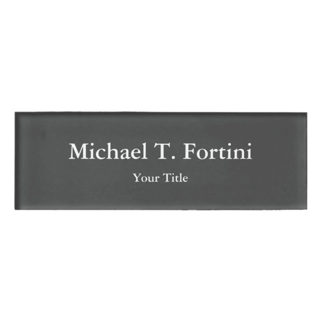 Classy Unique Gray Trendy Elegant Namenschild (Vorderseite)