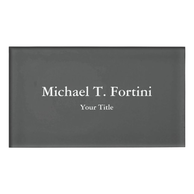 Classy Unique Gray Trendy Elegant Namenschild (Vorderseite)