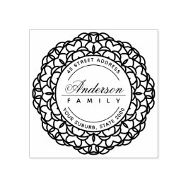 CLASSY VERZIERT CUSTOM FAMILIENNAME RÜCKSENDEADRES GUMMISTEMPEL