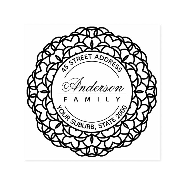 CLASSY VERZIERT CUSTOM FAMILIENNAME RÜCKSENDEADRES PERMASTEMPEL (Design)