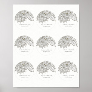 Classy Verziert Paisley Ivory Gold Wedding Tags Poster