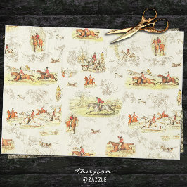 Classy Vintage English Horse Riders Hounds Hunting Seidenpapier