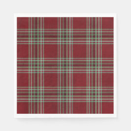Classy Vintage Red Green Textured Tartan Plaid  Serviette
