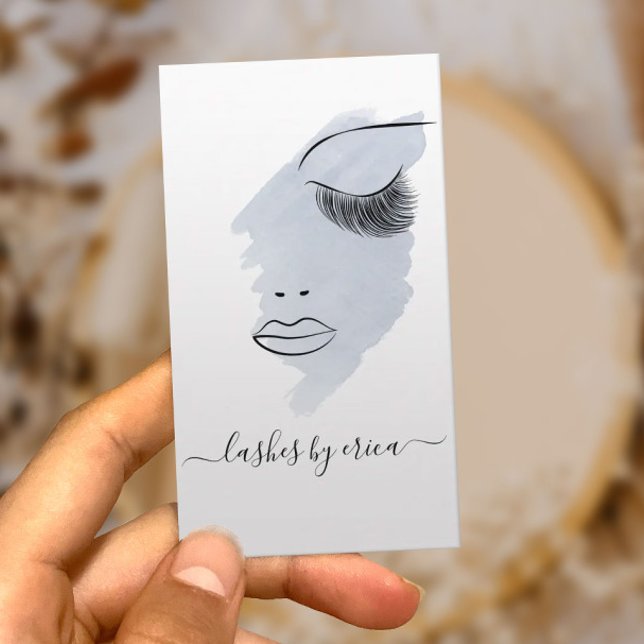 Classy Watercolor Lashes Beauty Makeup Artist Visitenkarte (Von Creator hochgeladen)